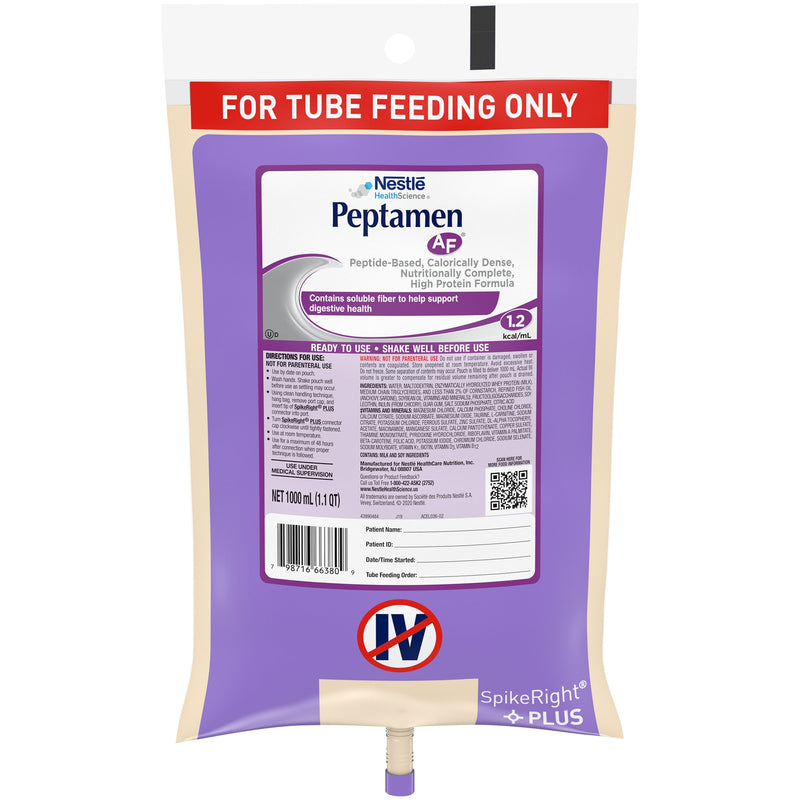 Peptamen AF Tube Feeding Formula, 1000 mL Ready to Hang Prefilled Container (Case of 6)