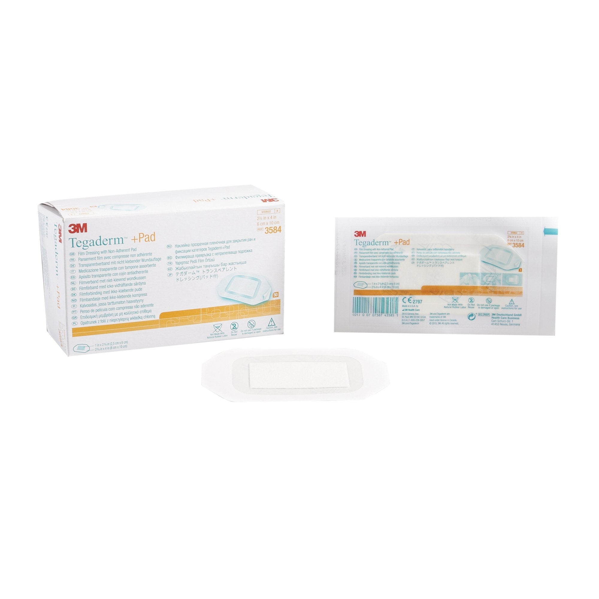 Solventum Corporation 3M Tegaderm Transparent Film Dressing with Pad, 2-3/8 x 4 Inch (200/CS) 