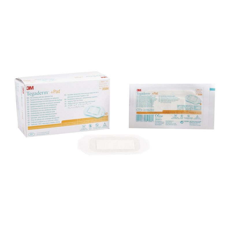 Solventum Corporation 3M Tegaderm Transparent Film Dressing with Pad, 2-3/8 x 4 Inch (200/CS) 