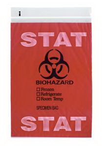 ASP Global LLC Specimen Transport Bag, Document Pouch, Zip Closure, Red Tint, STAT print, 6 x 9 (1000/CS) 
