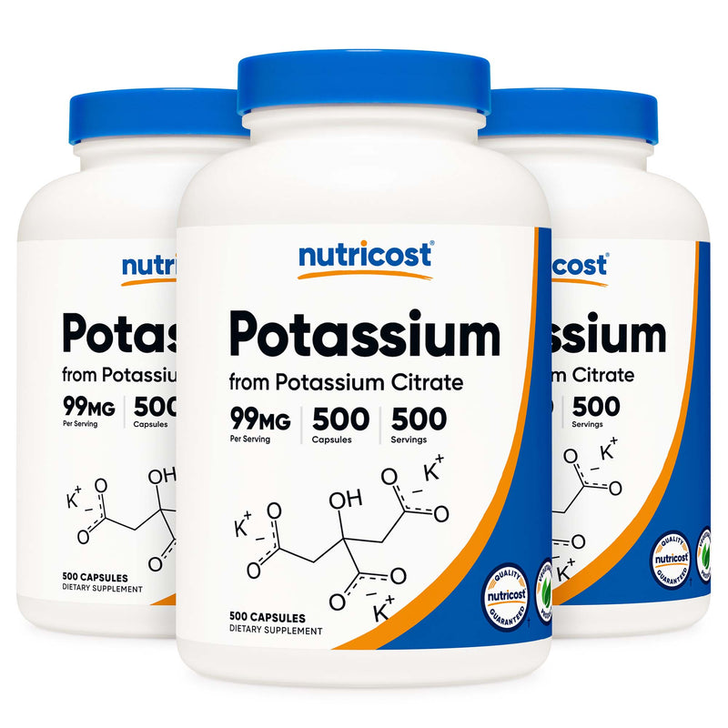 Dietary Supplement nutricost Potassium Citrate 99 mg Strength Capsule 500 Per Bottle 
