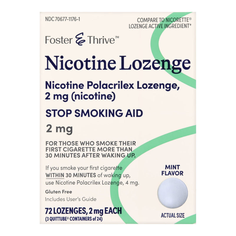 Foster & Thrive Nicotine Polacrilex Lozenges 2 mg (Nicotine) Mint (Pack of 72)