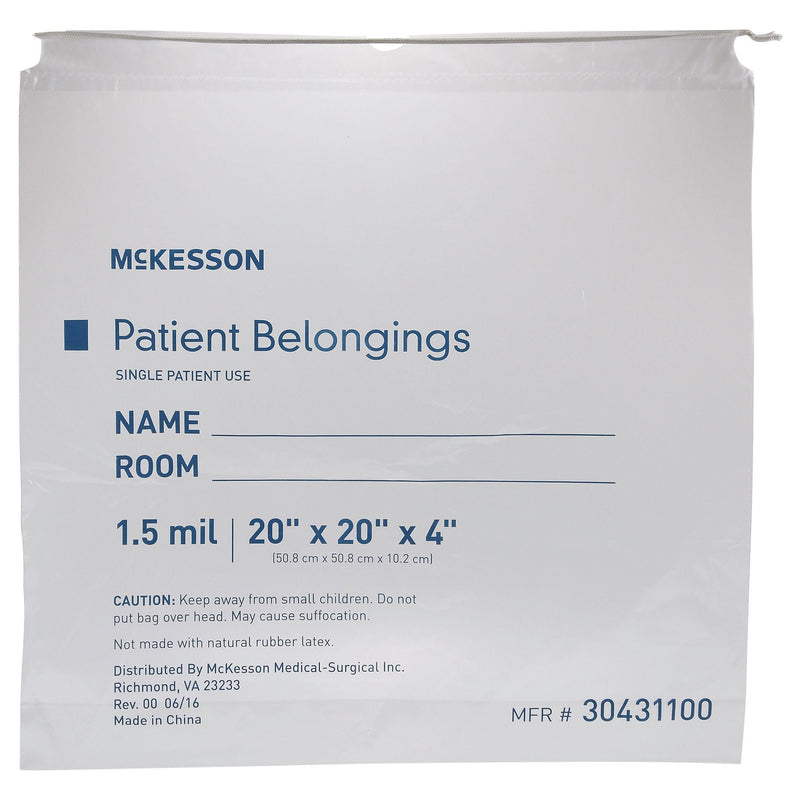 McKesson Patient Belongings Bag, Clear (Case of 10 Packs)