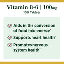 Nature's Bounty Vitamin B-6 100 mg Tablets (Bottle of 100)