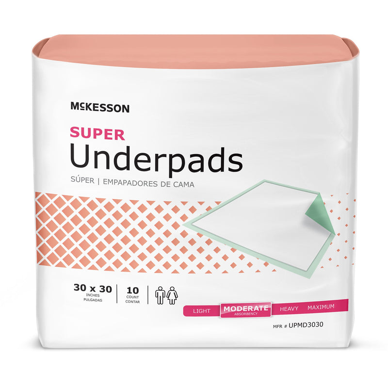 McKesson Super Moderate Absorbency Underpad, 30 x 30 Inch (Case of 150)