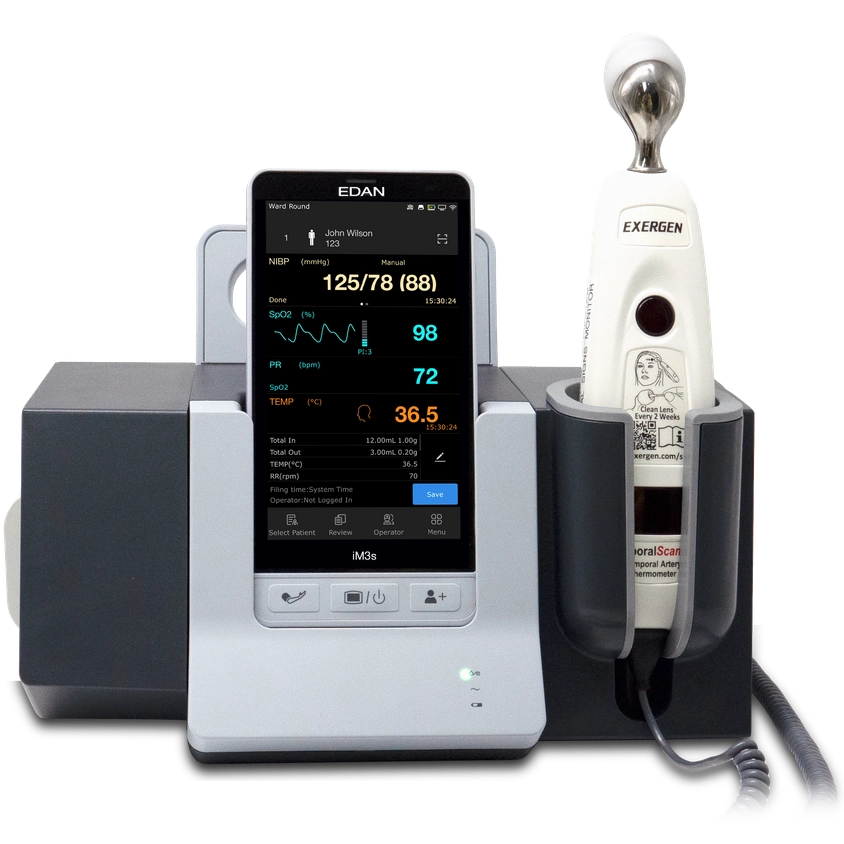 Edan iM3s Handheld Vital Signs Monitor - With Exergen Temp and CS-05 Charging Dock