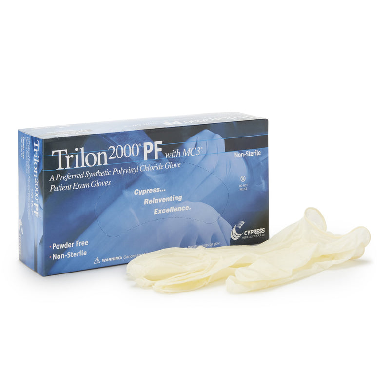 Trilon 2000 PF with MC3 Stretch Vinyl Exam Glove, Large, Ivory (Case of 1000)