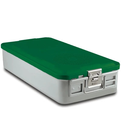 SklarLite Sterilization Container - Full-Size, Standard Lid, Non-Perforated Bottom, 23" x 11" x 5", Green - 10-4056