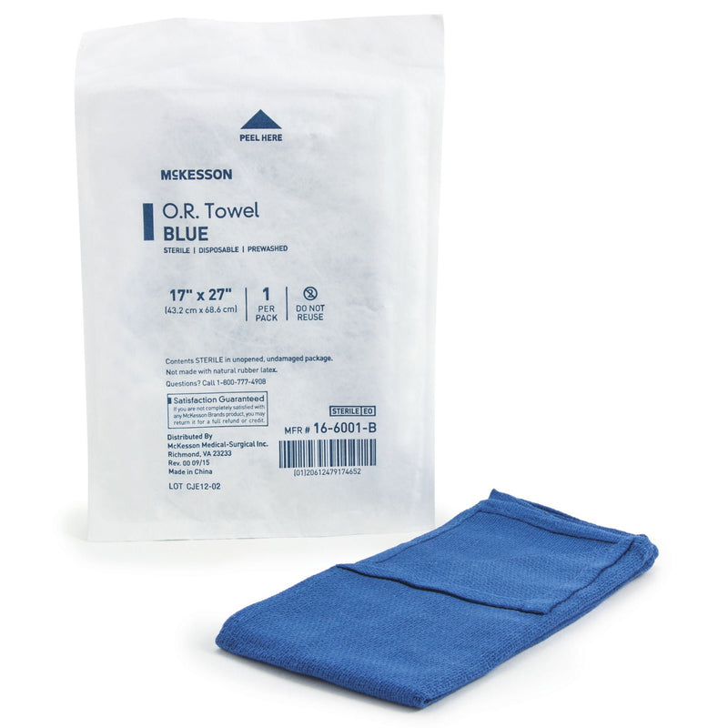 McKesson Sterile Blue O.R. Towel, 17 x 27 Inch (Case of 80)