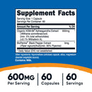 Nutricost nutricost KSM-66 Ashwagandha Root Extract and Black Pepper Extract (12/CS)