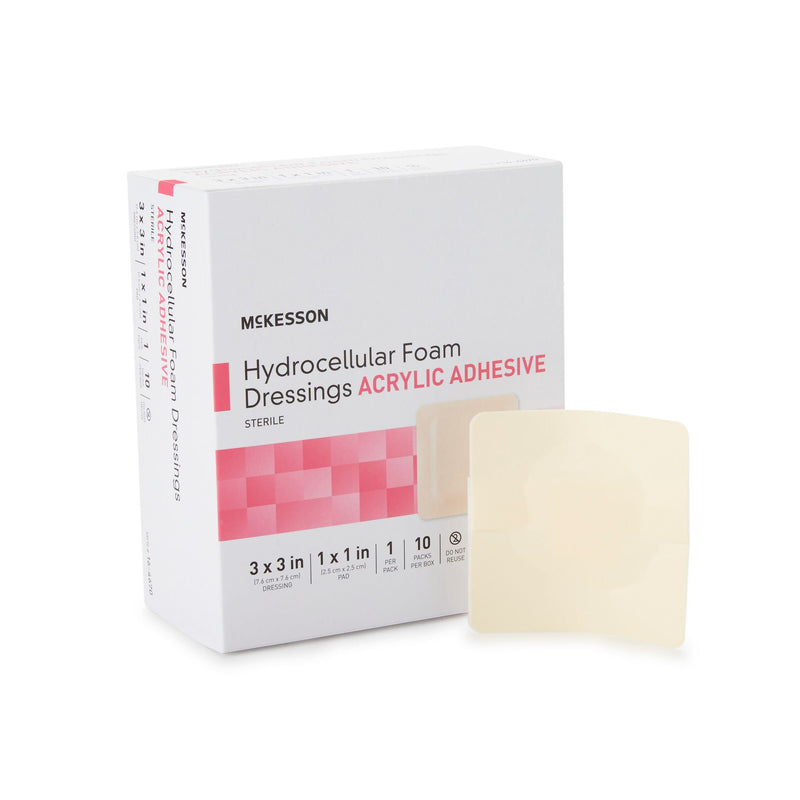 McKesson Adhesive Foam Dressing with Border, 3 x 3 Inch (Case of 100)