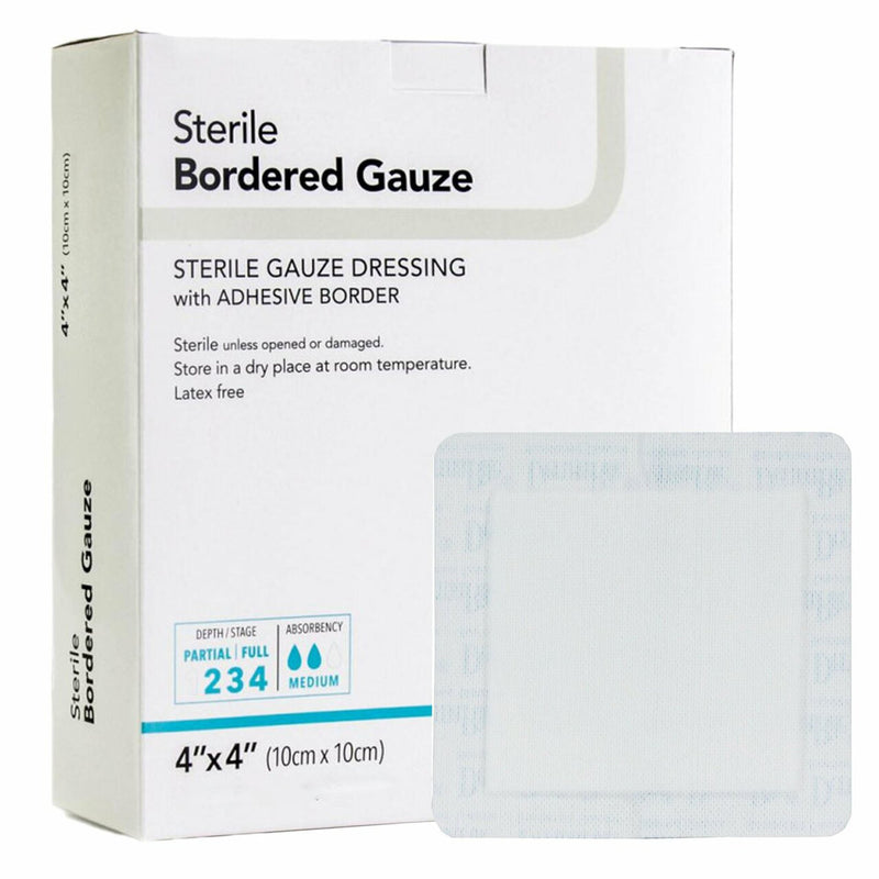 DermaRite Adhesive Dressing, 4 x 4 Inch, White (Pack of 100)