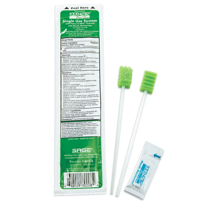 Sage Products Toothette Oral Swab Kit with 2 Swabs (100/CS)