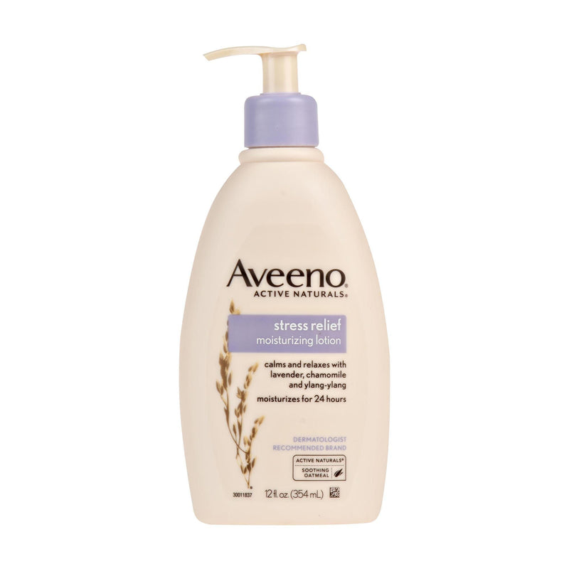 Hand and Body Moisturizer Aveeno Stress Relief 12 oz. Pump Bottle Lavender Scent Lotion (Each) 