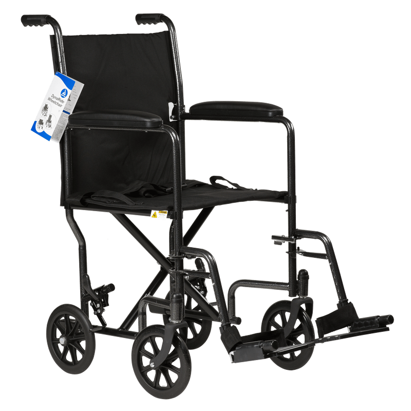Dynarex DynaRide Transport Wheelchair with Swing-Away Foot Rest and Fixed Full Arm  19" Seat