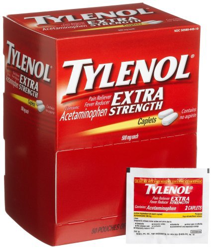 Tylenol Extra Strength Acetaminophen Caplets, 500 mg (Case of 1800)