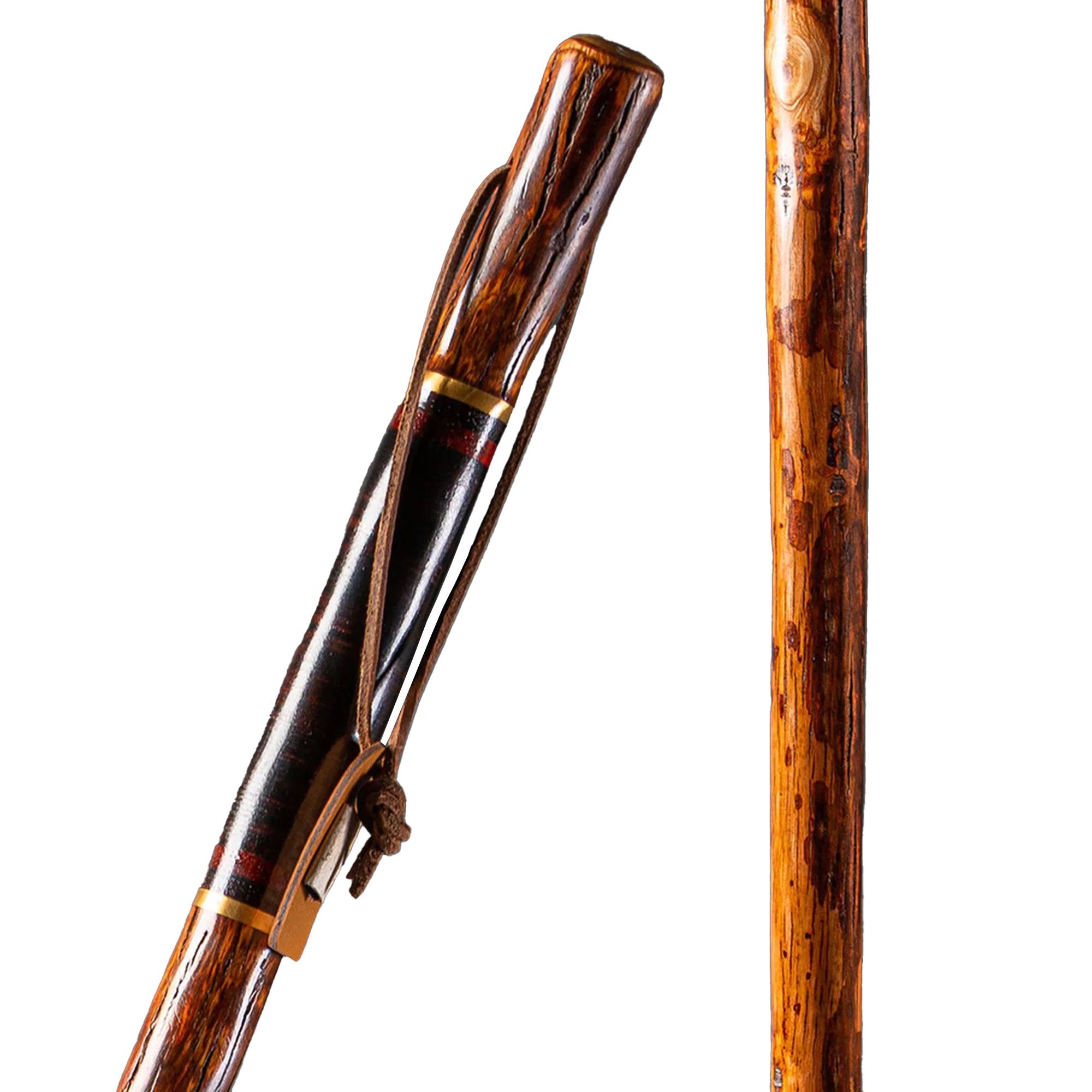 Mabis Healthcare Brazos Exotic Leather Safari Hickory Rustic Walking Stick, 55-Inch 