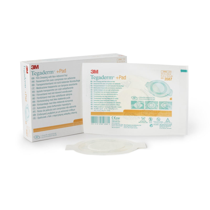 Solventum Corporation 3M Tegaderm Transparent Film Dressing with Pad, 3.5 x 4 Inch (100/CS) 