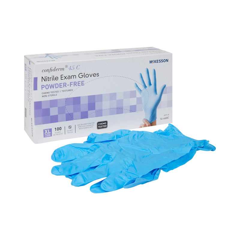 McKesson Confiderm 4.5C Nitrile Exam Glove, Extra Large, Blue (Case of 1000)