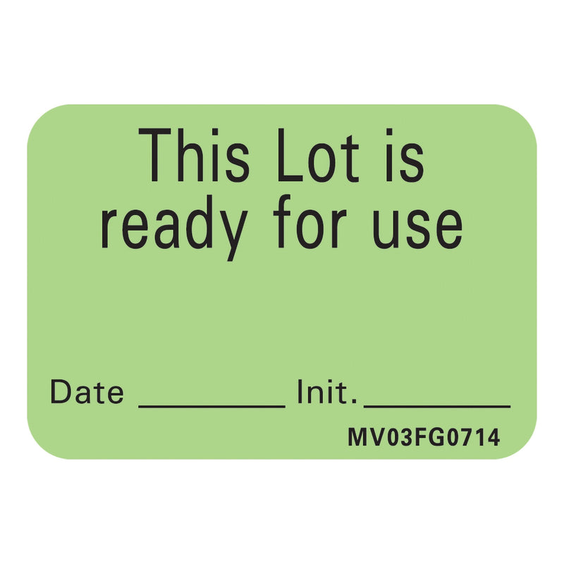 PDC Healthcare MedVision "This Lot is Ready for Use" Write-On Label, 1.438 x 1 Inch 