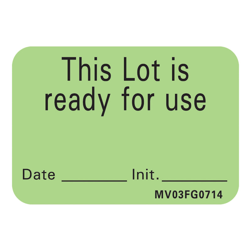 MedVision "This Lot is Ready for Use" Write-On Label, 1.438 x 1 Inch (Roll of 666)