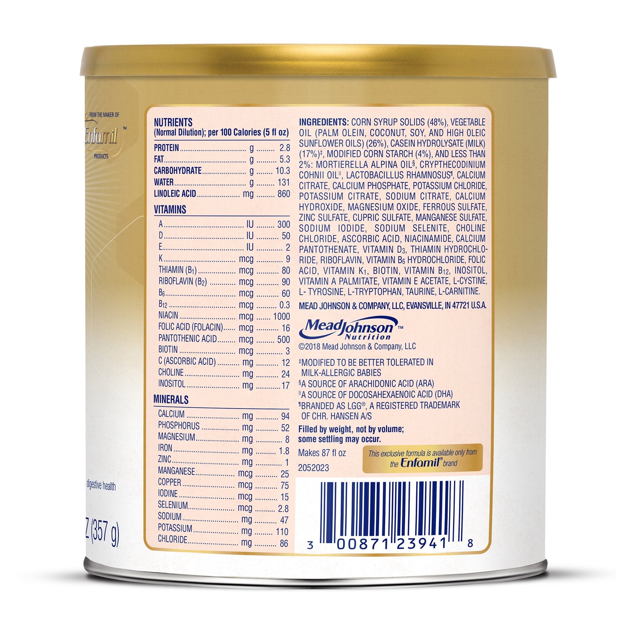 Mead Johnson Enfamil Nutramigen with Enflora LGG Powder Infant Formula, 12.6-ounce can (6/CS) 