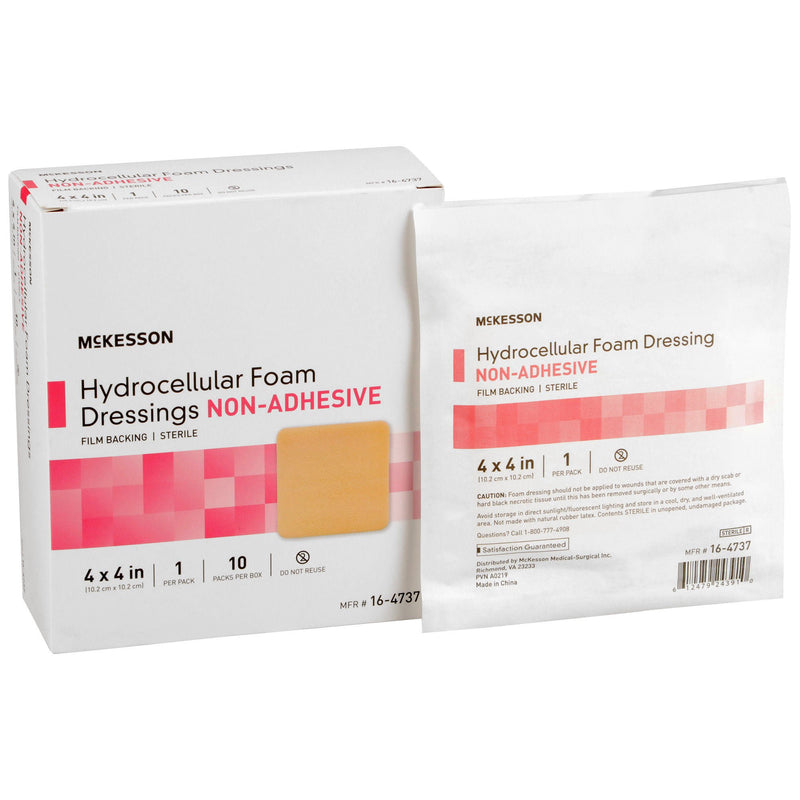 McKesson Nonadhesive without Border Foam Dressing, 4 x 4 Inch (Case of 10 Boxes)