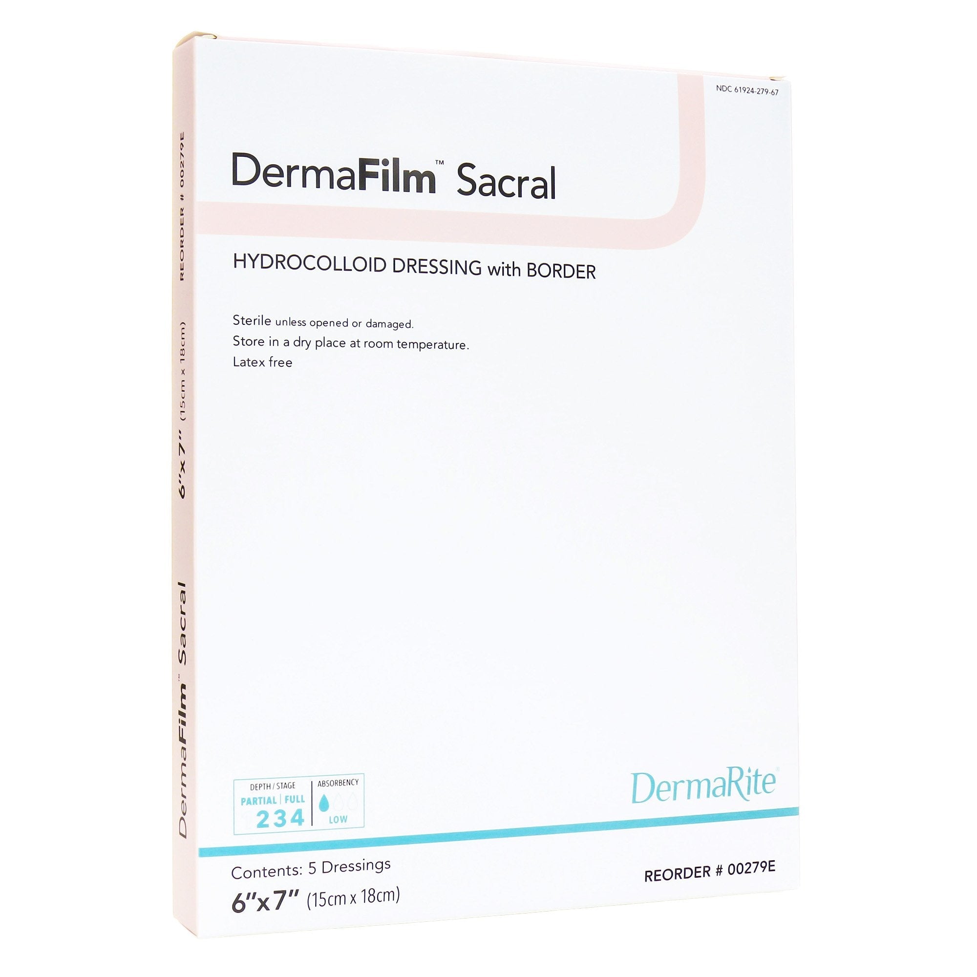 Sion Brands LLC DermaFilm Hydrocolloid Dressing, 6 x 7 Inch Sacral (5/BX) 