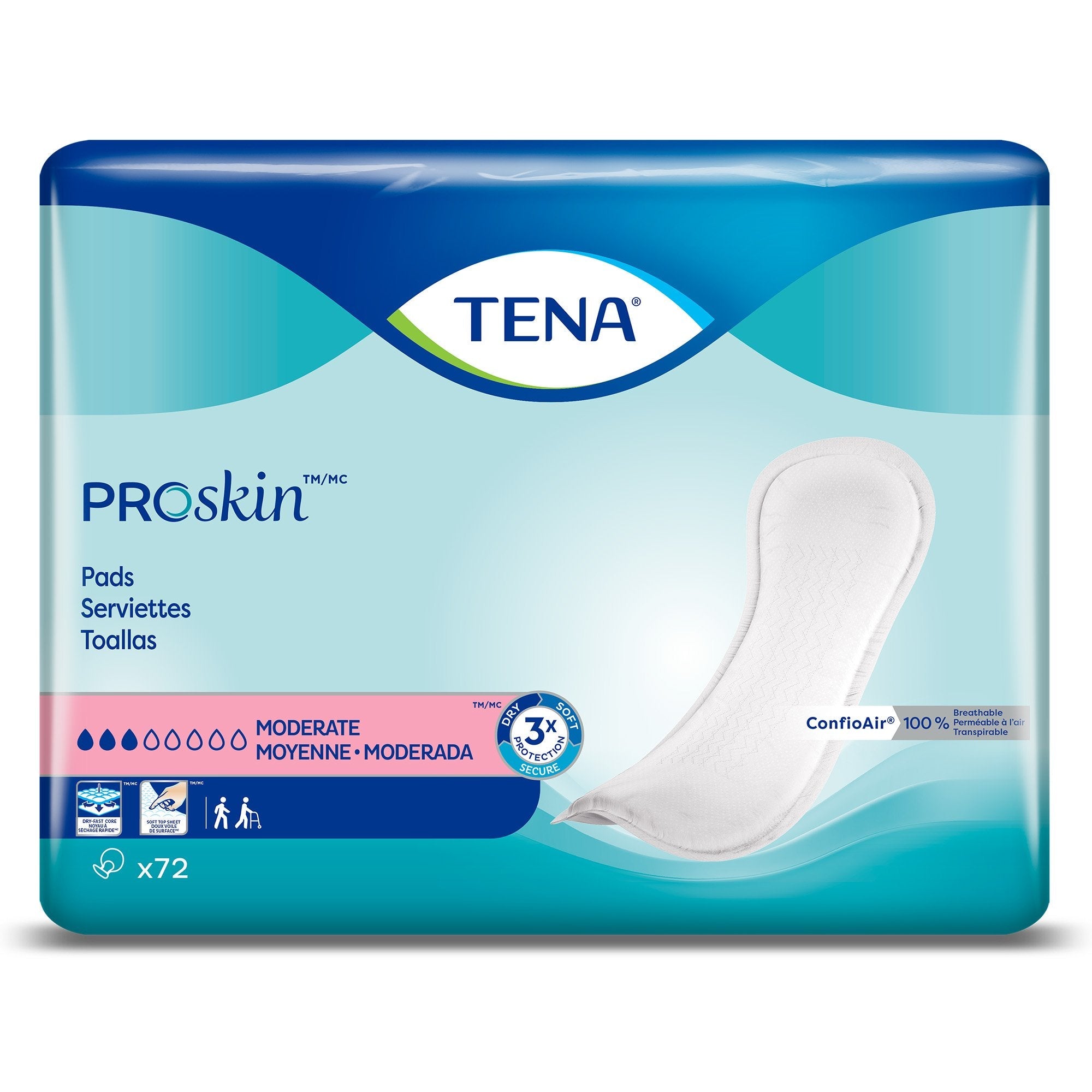 Essity HMS North America Inc TENA Bladder Control Pads, Moderate Absorbency (216/CS) 