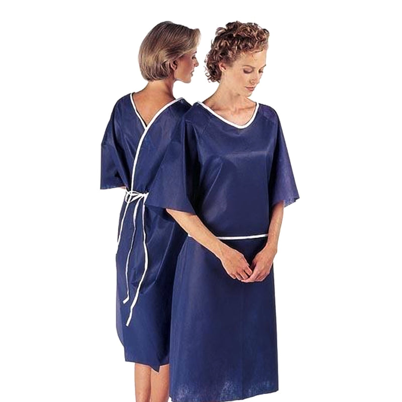 Patient Exam Gown One Size Fits Most Dark Blue Disposable (Case of 50)