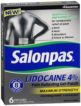 Emerson Healthcare Salonpas Lidocaine Topical Pain Relief Patch (6/BX) 