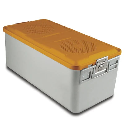 SklarLite Sterilization Container - Full-Size, Safe Lid, Non-Perforated Bottom, 23" x 11" x 10", Yellow - 10-4218