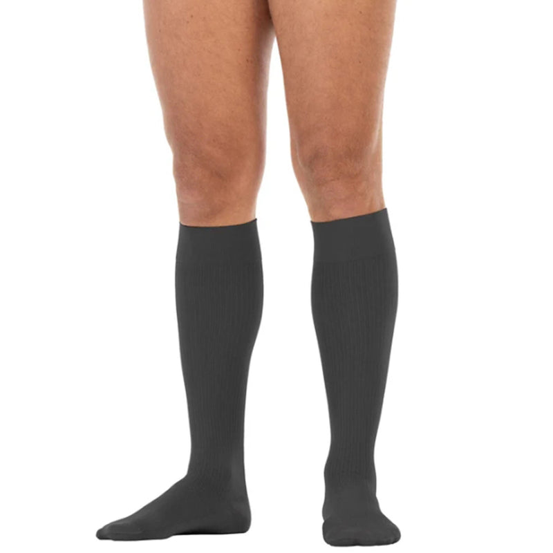 Compression Stocking Jobst forMen Knee High Large / Long Black Closed Toe (Pair) 