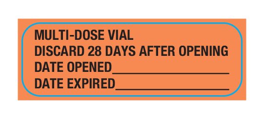 Pre-Printed Label UAL Anesthesia Label Fluorescent Red Paper Mutildose Syringe Label 1/2 X 1-1/2 Inch (Roll of 615)
