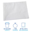 Trash Bag Boardwalk 60 gal. 0.70 mil 38 X 58 Inch White Industrial Strength Star Seal Bottom Flat Pack (Case of 100)