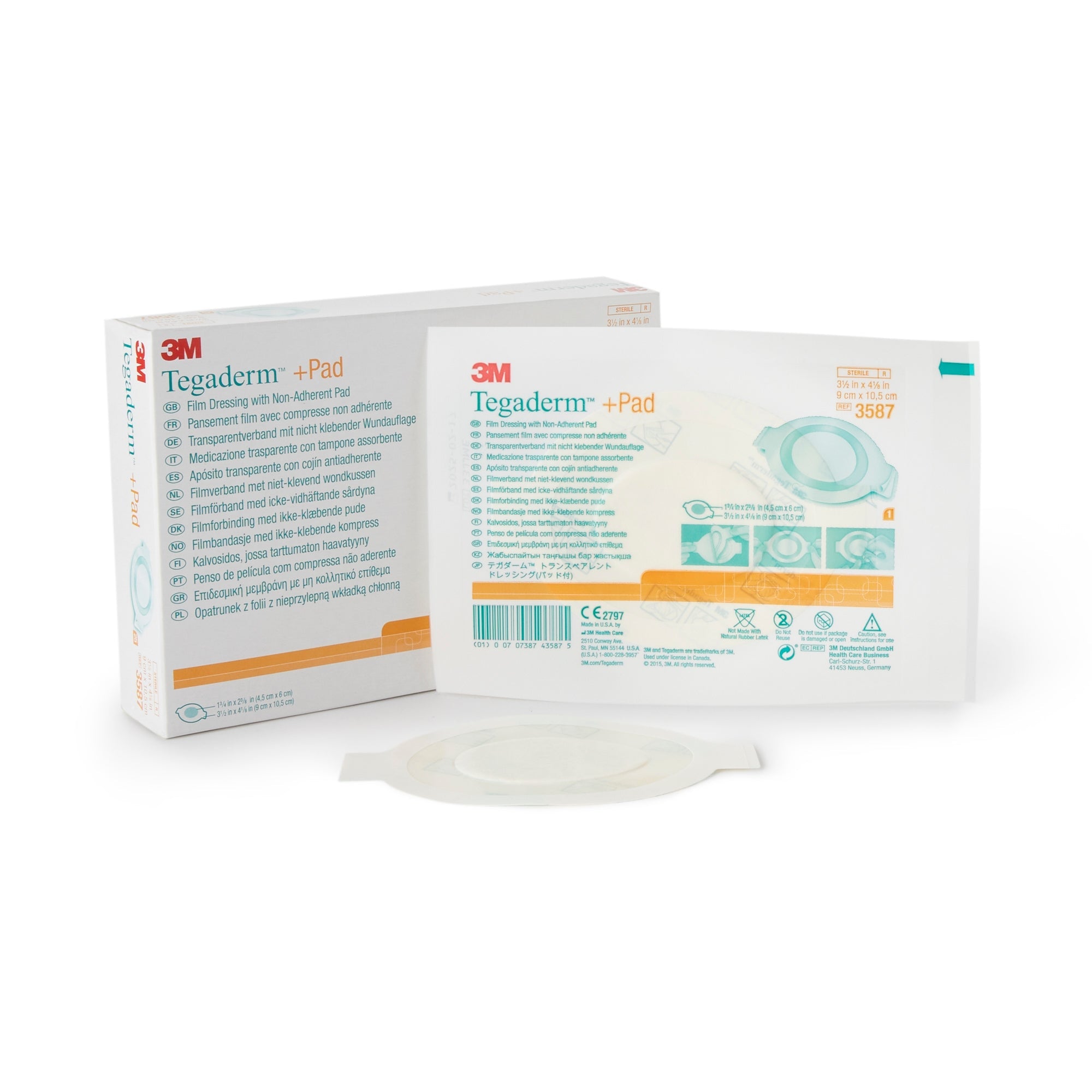 Solventum Corporation 3M Tegaderm Transparent Film Dressing with Pad, 3.5 x 4 Inch (100/CS) 