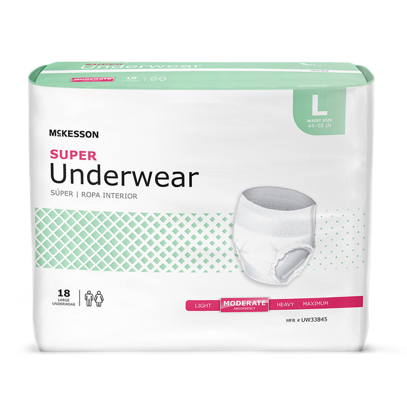 McKesson Super Moderate Absorbency Incontinence Underwear, Large (Case of 72)