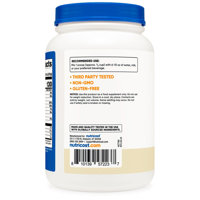 Oral Supplement Nutricost Whey Protein Concentrate Vanilla Flavor Powder 1-1/2 lbs. Canister (6/CS) 