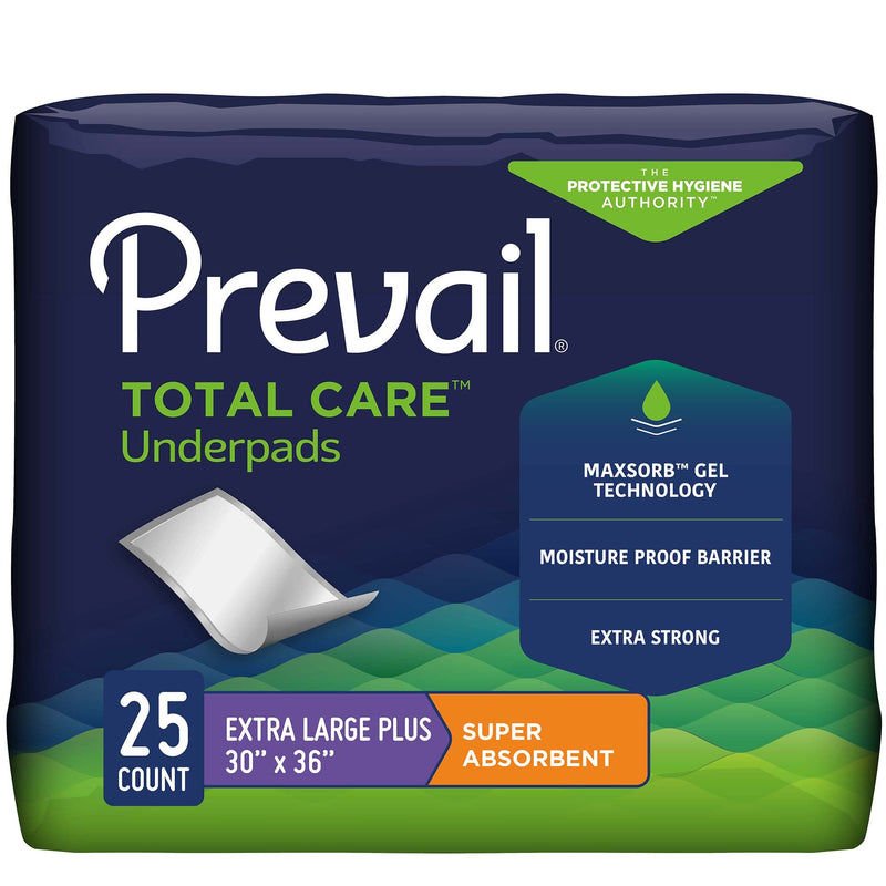 Prevail Total Care Super Absorbent Polymer Underpad, 30 x 36 Inch (Case of 100)