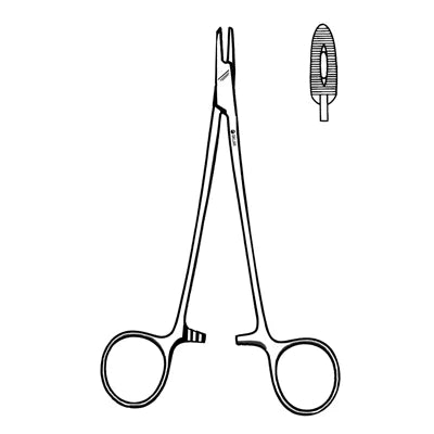 Sklar Adson Needle Holder - 7-1/4", Serrated, One Fenestrated Jaw - 20-2740