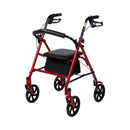 McKesson Folding Steel Four-Wheel Rollator, 12-Inch Seat Width, Red (Each)