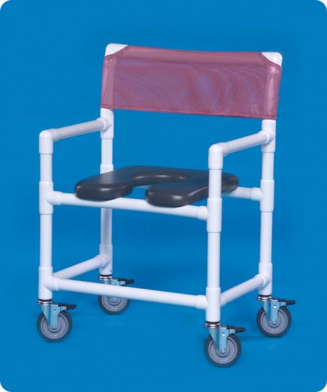 Shower Chair ipu Fixed Arms PVC Frame Mesh Backrest 28 Inch Seat Width 400 lbs. Weight Capacity (Each)