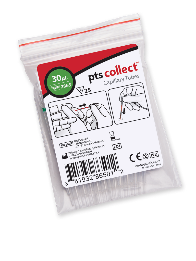 PTS Diagnostics PTS Diagnostics Capillary Blood Collection Tube Plain 30 µL Without Closure Glass Tube (25/BG) 