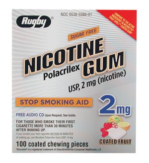 Actavis Rugby Stop Smoking Aid Gum 2 mg Fruit Flavor (100/PK) 