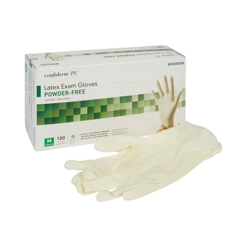 McKesson Confiderm Latex Exam Glove, Medium, Ivory (Case of 1000)