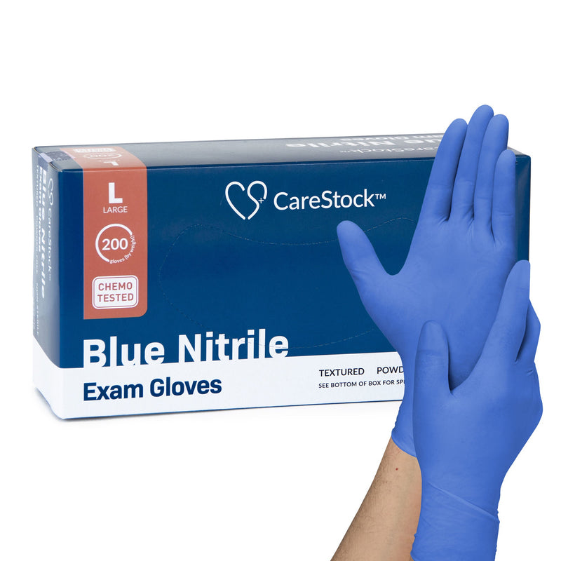 CareStock Nitrile Exam Glove, Large, Blue (Case of 2000)
