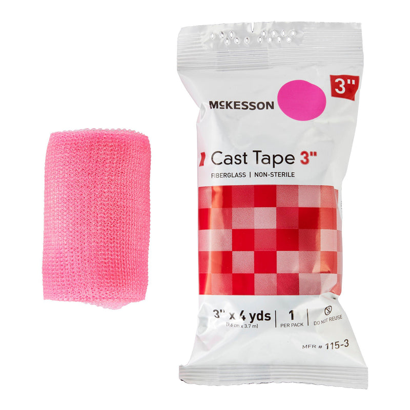 McKesson Pink Cast Tape, 3 Inch x 4 Yard (Box of 10 Rolls)