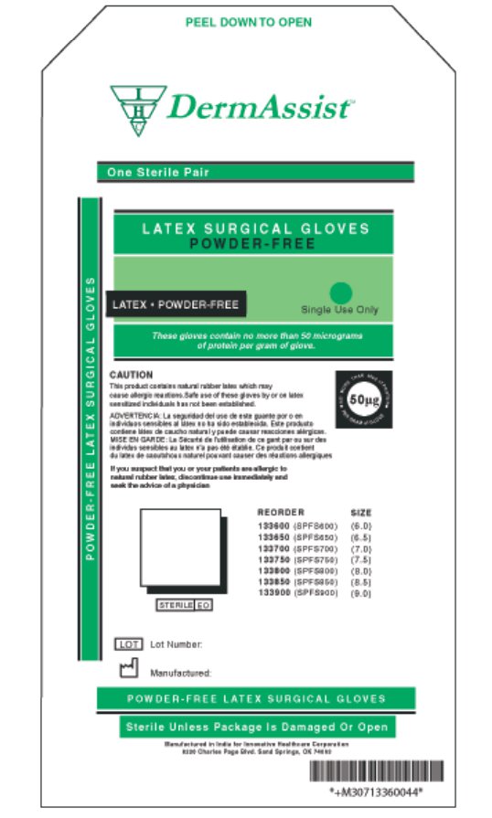 Innovative Healthcare Corp Surgical Glove DermAssist Size 6.5 50 Pairs per Box Sterile Latex Standard Cuff Length Smooth Ivory Not Chemo Approved (200/CS) 