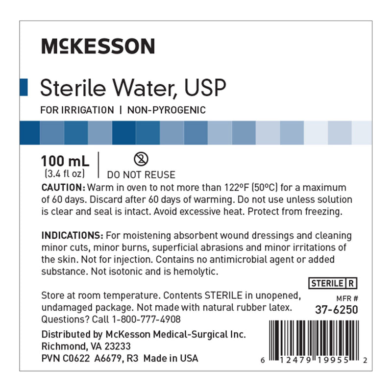 McKesson Sterile Water Irrigation Solution, 100 mL Bottle (Case of 48)