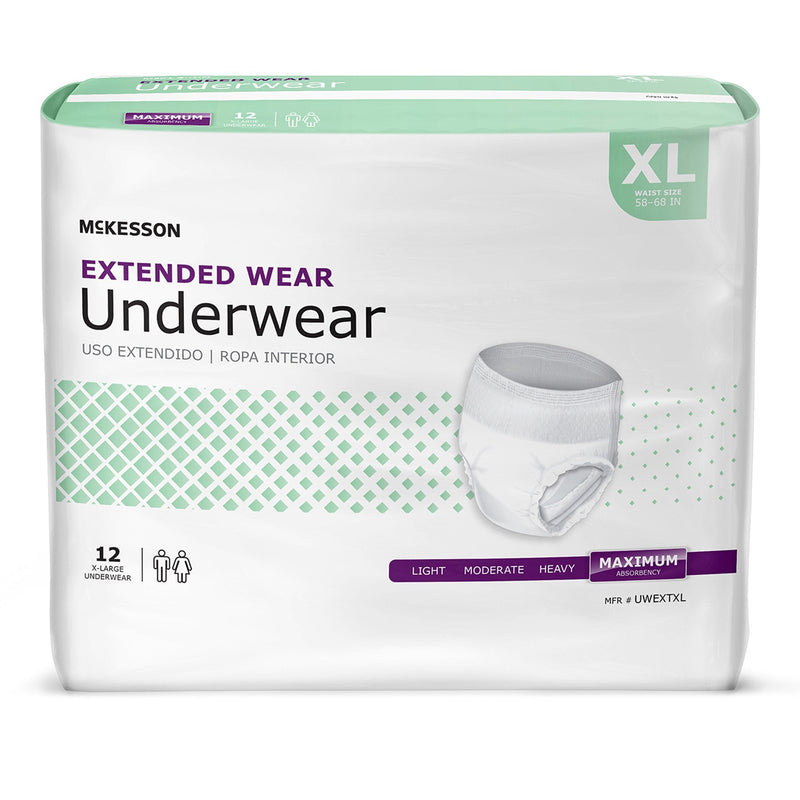 McKesson Brand McKesson Extended Wear Maximum Absorbency Underwear, Extra Large (48/CS) 